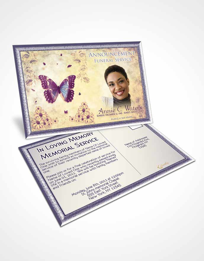 Funeral Announcement Card Template Lavender Love Sunny Sunflowers