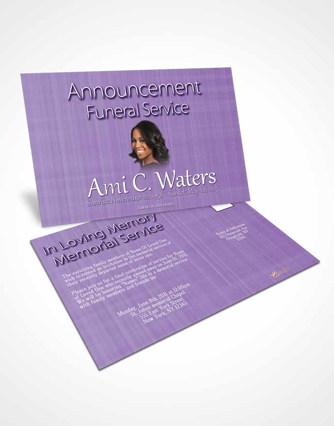 Funeral Prayer Card Template Lavender Simplicity