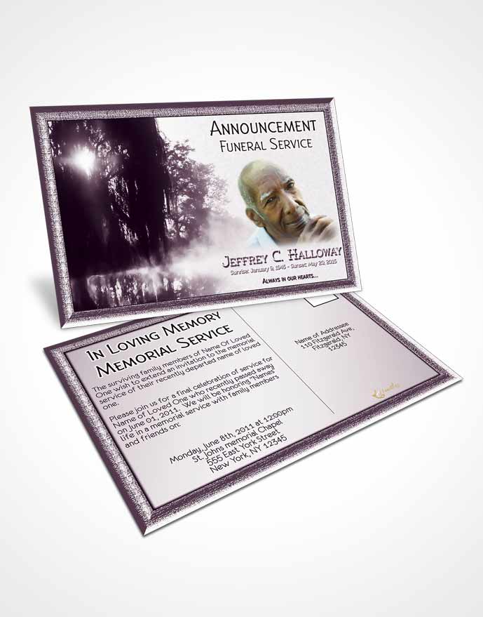 Funeral Announcement Card Template Lavender Summer Reflection