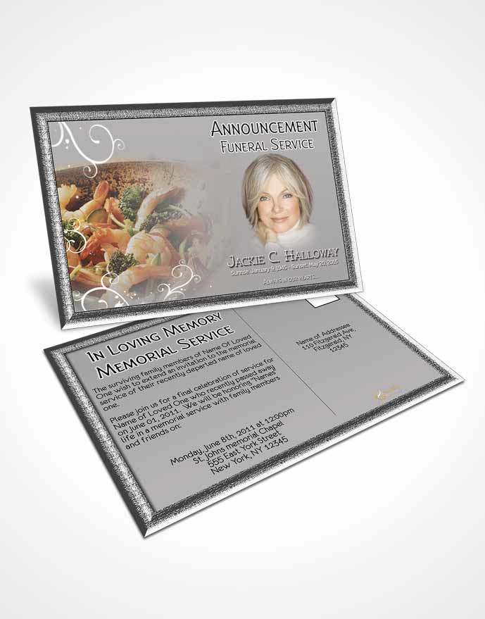 Funeral Announcement Card Template Love of Black and White Cooking