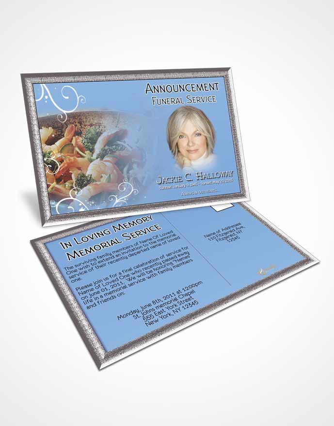 Funeral Announcement Card Template Love of Ocean Blue Cooking