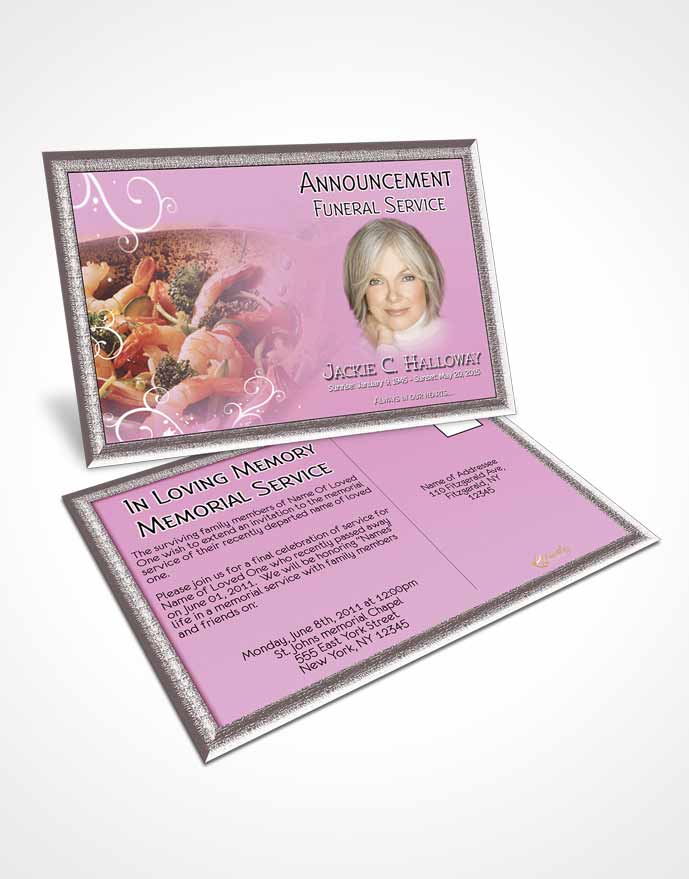 Funeral Announcement Card Template Love of Pink Cooking