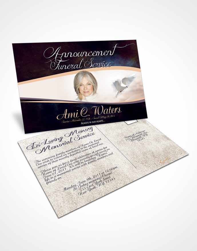 Funeral Announcement Card Template Loving Paradise