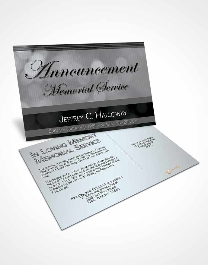 Funeral Prayer Card Template Majestic Black and White Dark
