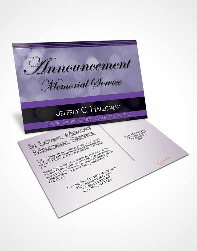 Funeral Prayer Card Template Majestic Lavender Rain Dark