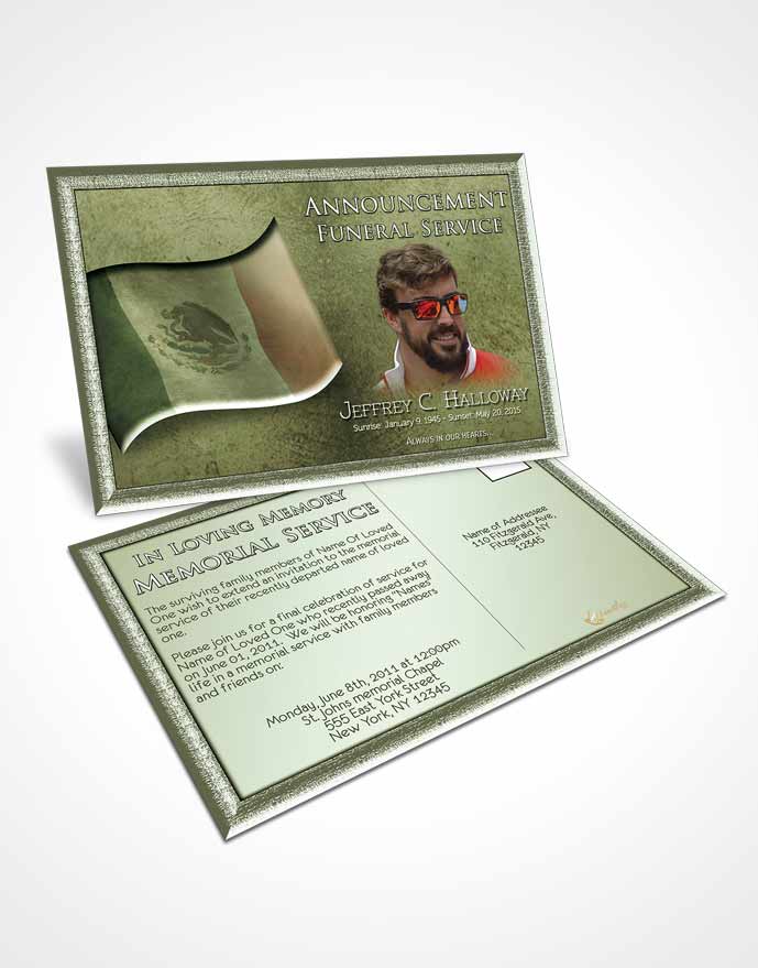 Funeral Announcement Card Template Mexican Emerald Serenity