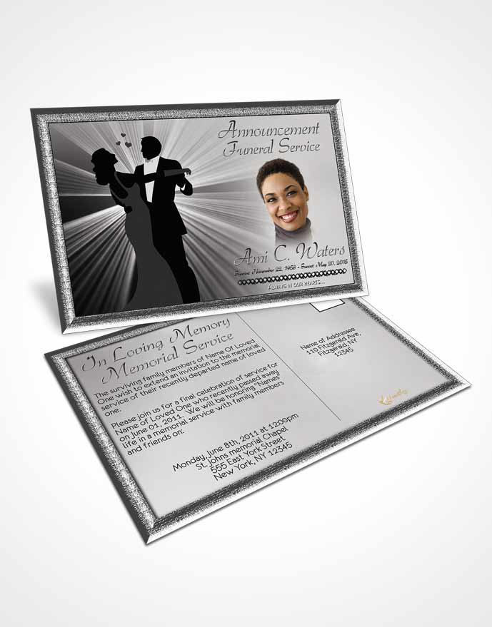 Funeral Announcement Card Template Midnight Dancing Black and White