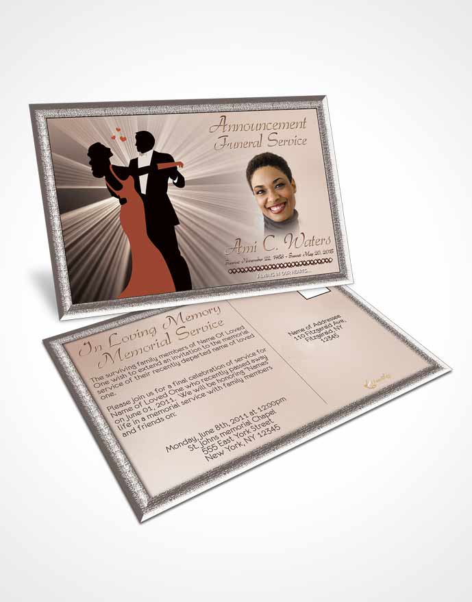 Funeral Announcement Card Template Midnight Dancing Golden Moves