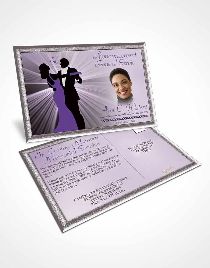 Funeral Announcement Card Template Midnight Dancing Lavender Honor