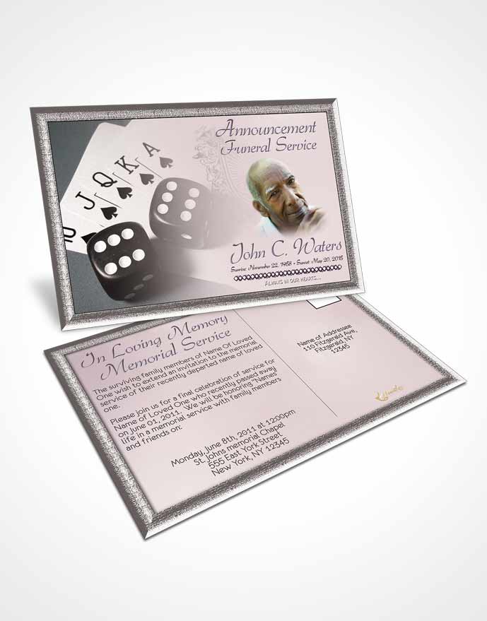 Funeral Announcement Card Template Midnight Double Down