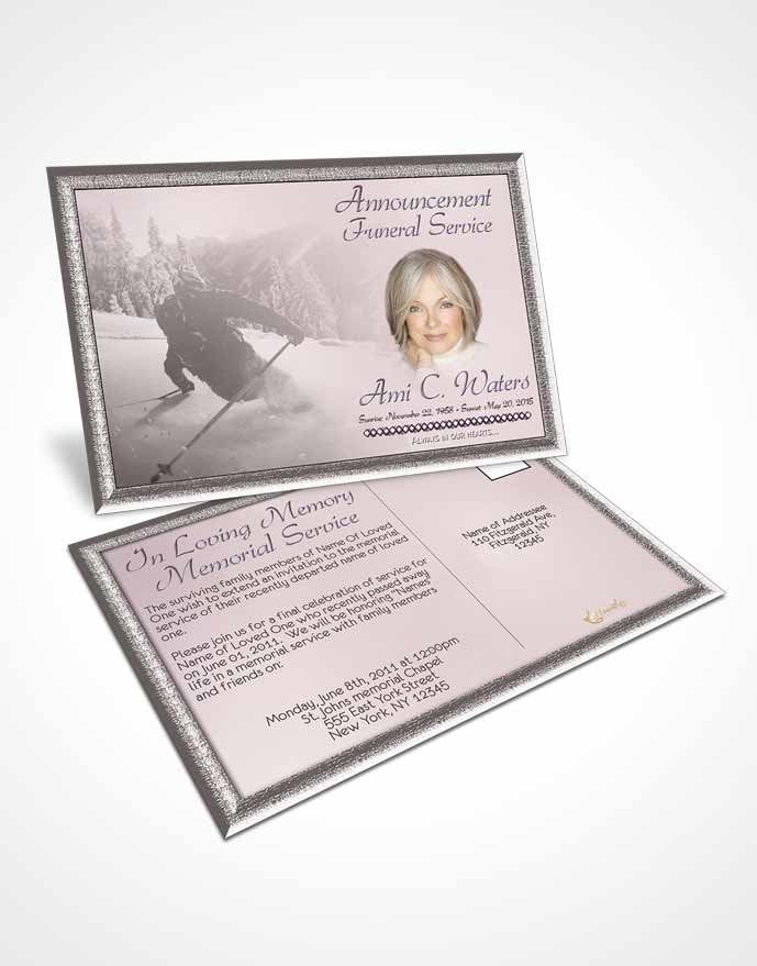 Funeral Announcement Card Template Midnight Downhill Skiing