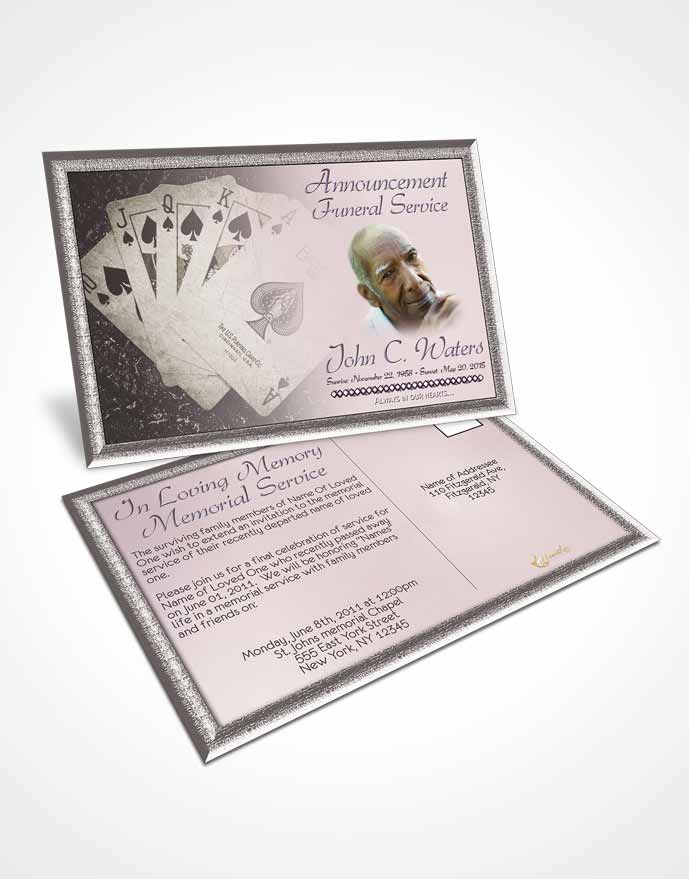 Funeral Announcement Card Template Midnight King of Hands