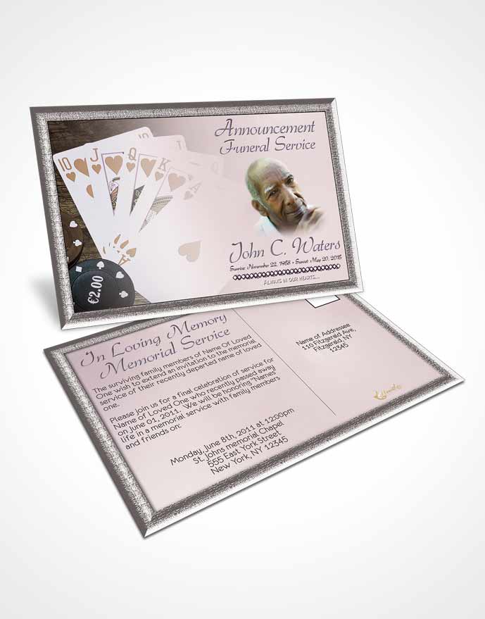 Funeral Announcement Card Template Midnight Royal Flush