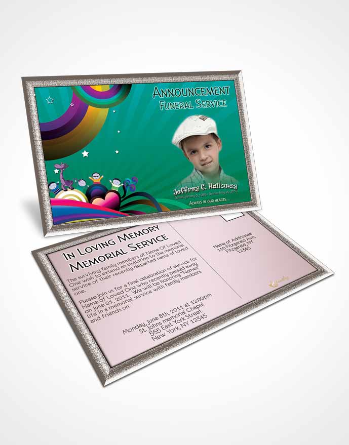 Funeral Announcement Card Template Misty Clouds Childs Journey