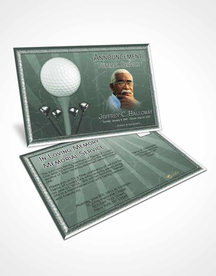 Funeral Announcement Card Template Misty Forest Golf Star