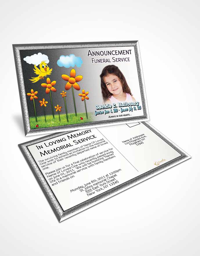 Funeral Announcement Card Template Moon Childs Dream