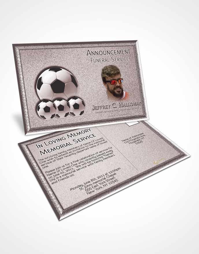 Funeral Announcement Card Template Morning Pearl Soccer Star