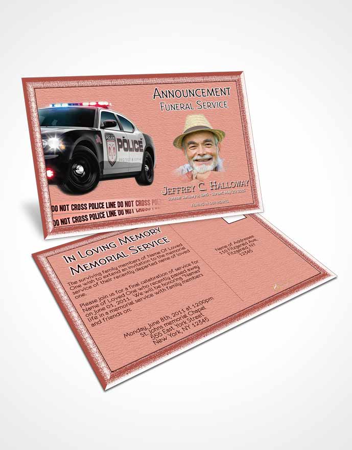 Funeral Announcement Card Template Morning Police On Duty