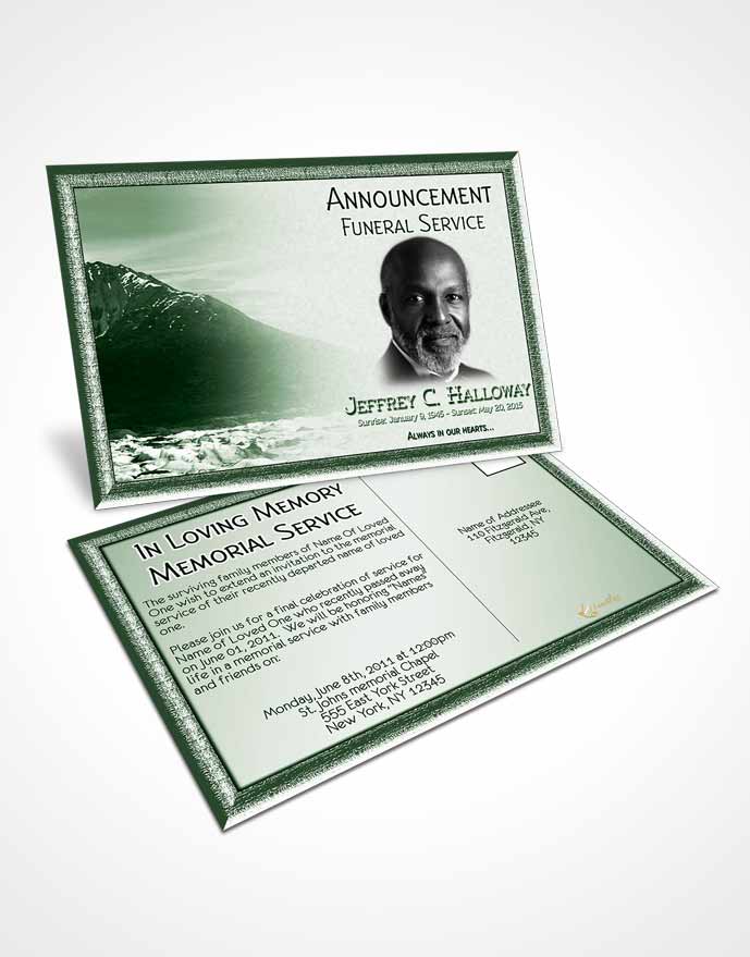 Funeral Announcement Card Template Natures Emerald Mountain