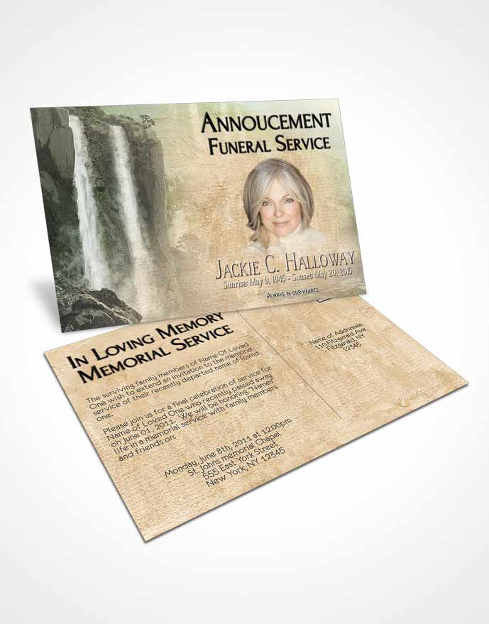Funeral Announcement Card Template Natures Golden Waterfall