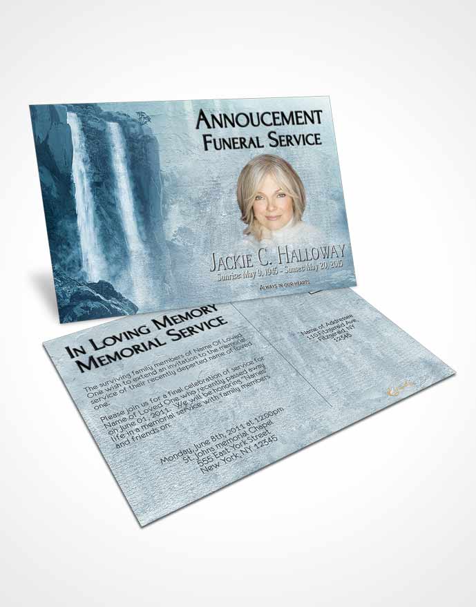 Funeral Announcement Card Template Natures Heavenly Waterfall