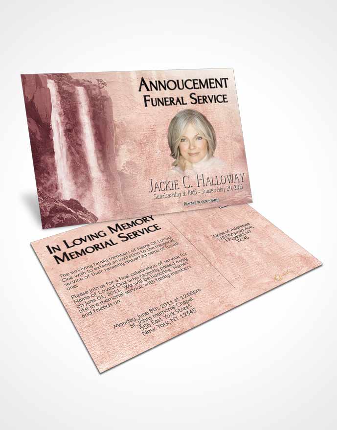 Funeral Announcement Card Template Natures Ruby Waterfall