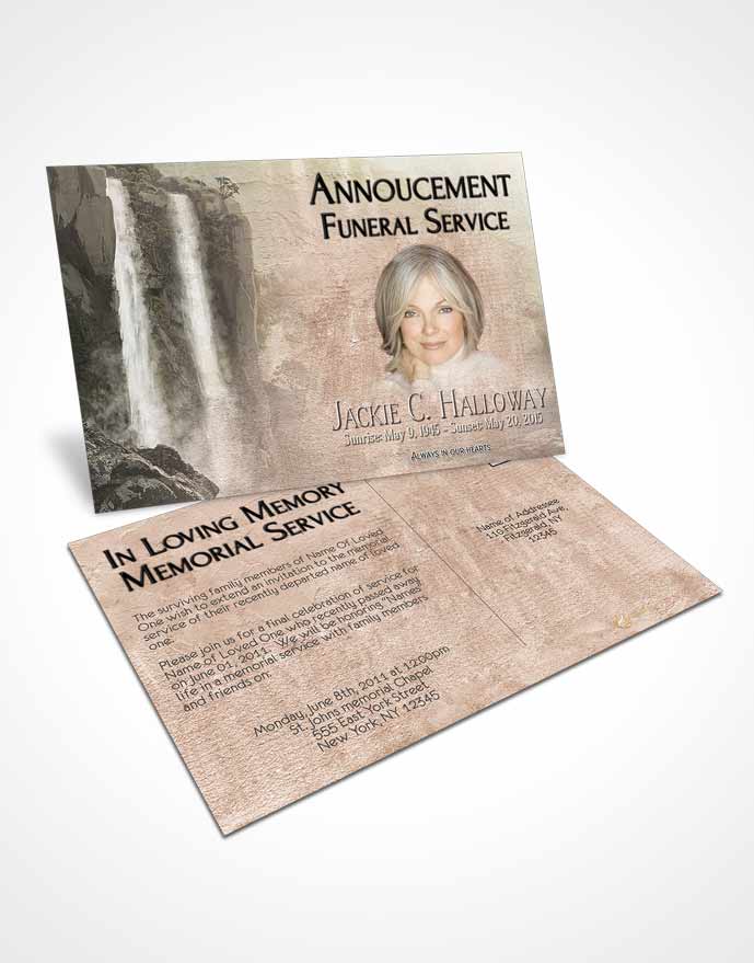 Funeral Announcement Card Template Natures Vintage Waterfall