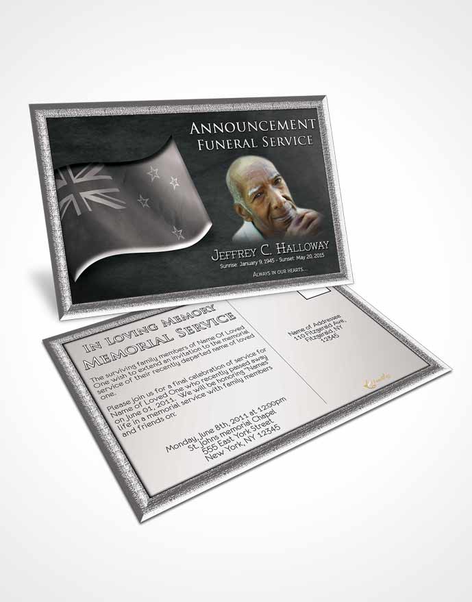 Funeral Announcement Card Template New Zealand Black and White Kiwi