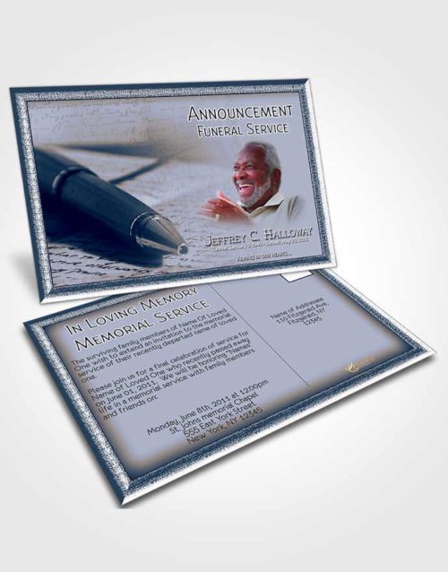 Funeral Announcement Card Template Ocean Blue Writer