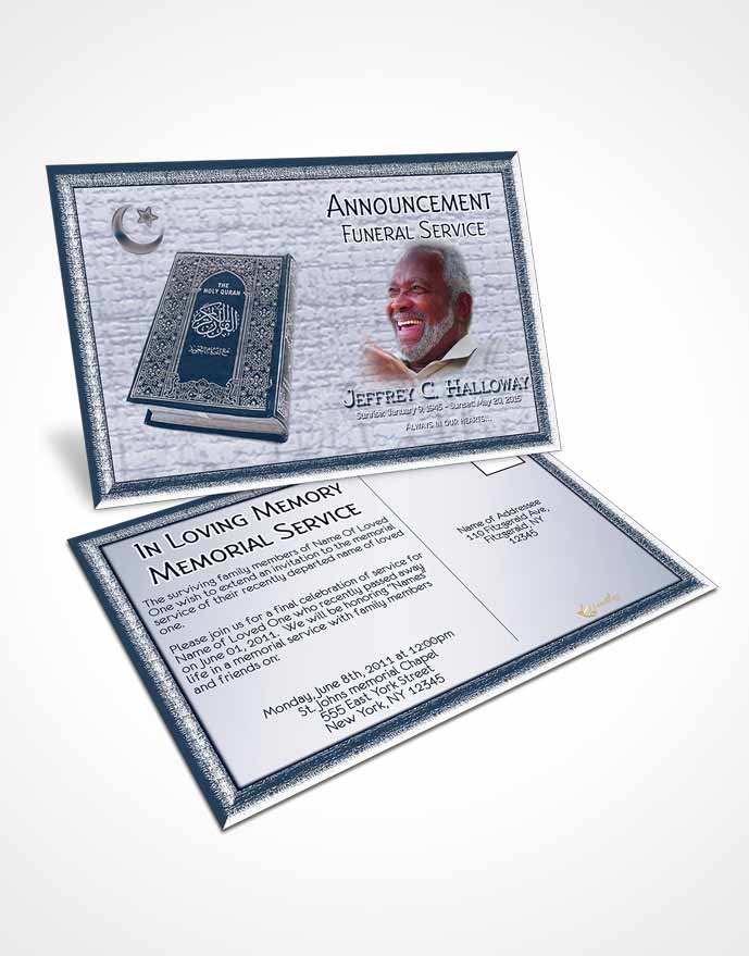 Funeral Announcement Card Template Ocean Mist Islamic Blissful Faith