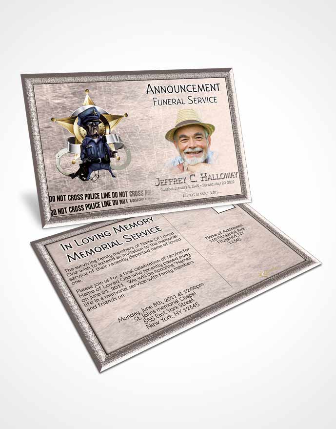 Funeral Announcement Card Template Off White Police Enforcement