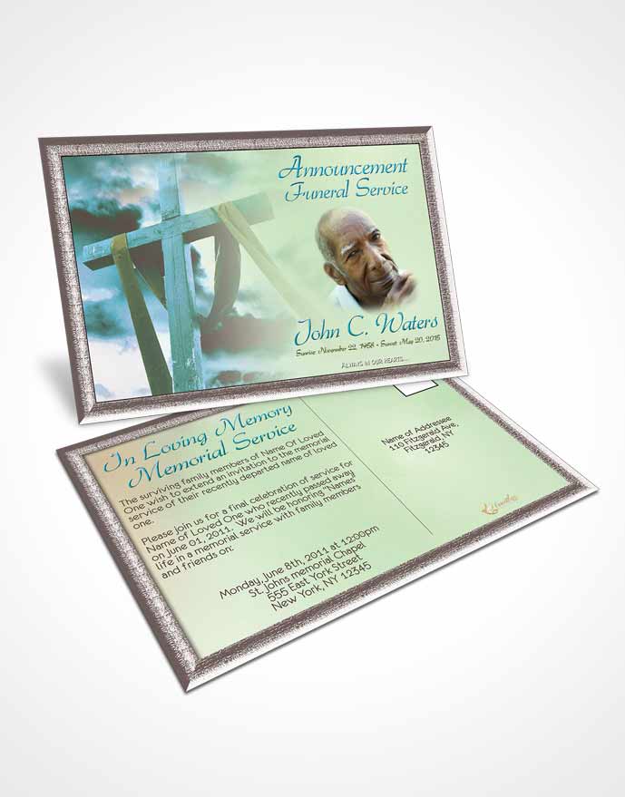 Funeral Announcement Card Template On The Cross Morning Calm