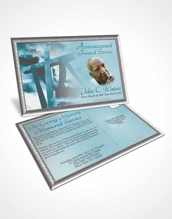 Funeral Announcement Card Template On The Cross Peaceful Ocean