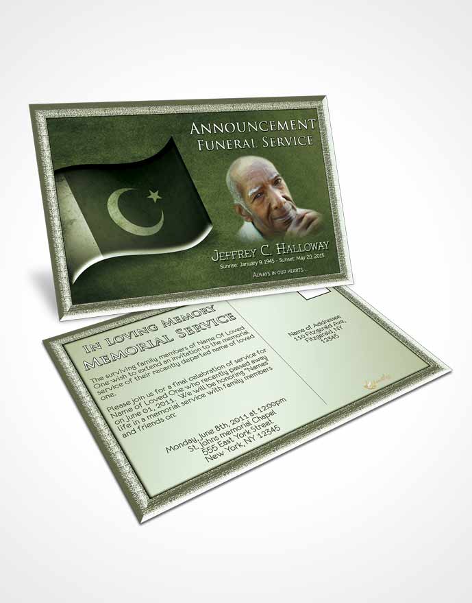 Funeral Announcement Card Template Pakistanian Emerald Love