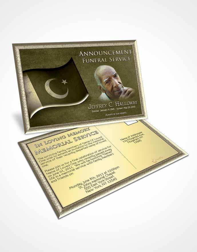 Funeral Announcement Card Template Pakistanian Golden Love