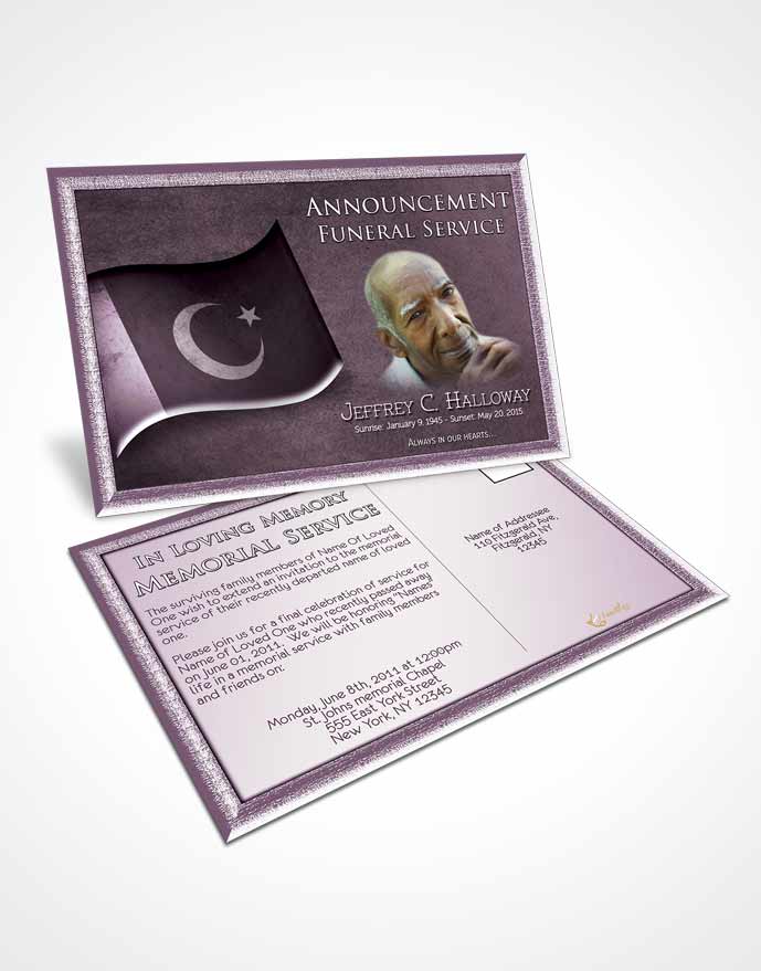 Funeral Announcement Card Template Pakistanian Lavender Love