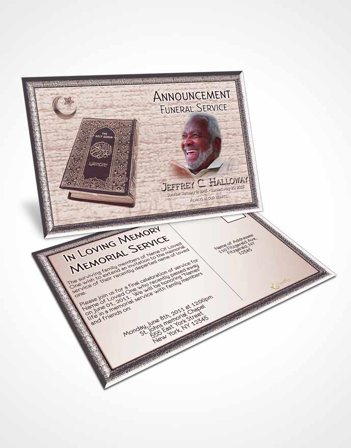 Funeral Announcement Card Template Peach Islamic Blissful Faith