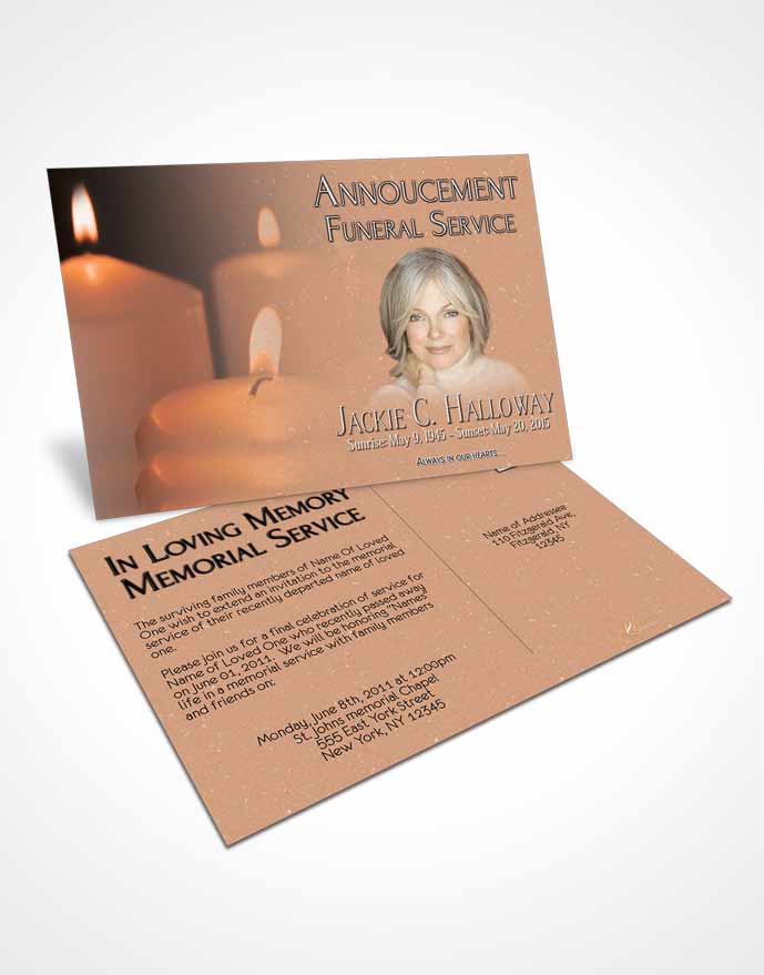 Funeral Prayer Card Template Peach Love Candles In The Wind