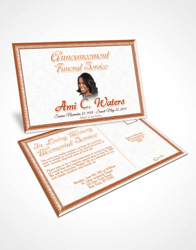 Funeral Announcement Card Template Peach Purity