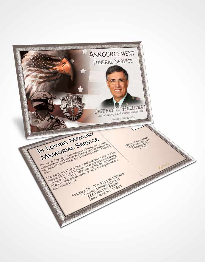 Funeral Prayer Card Template Peach Special Forces Salute