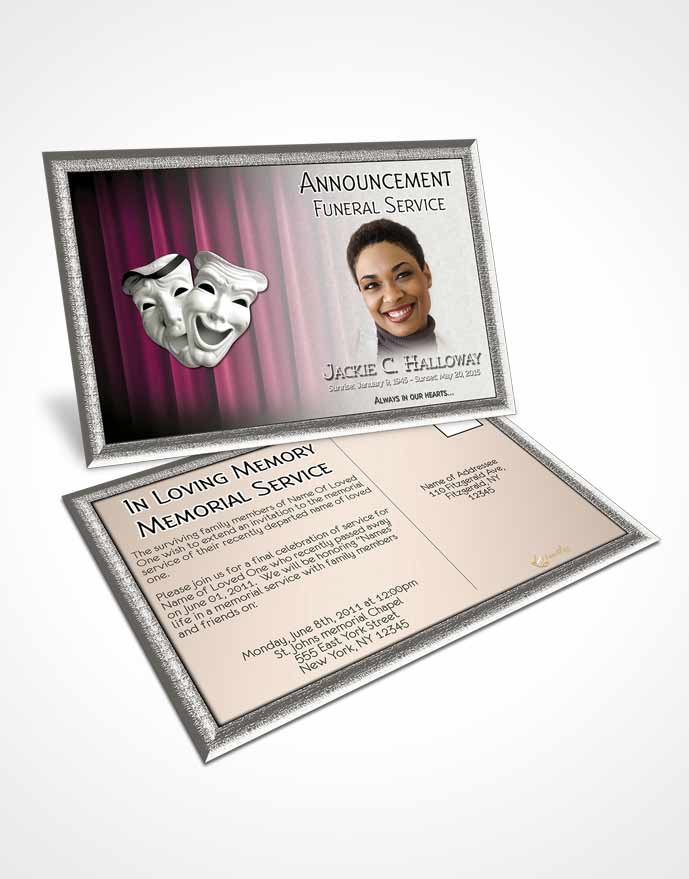 Funeral Announcement Card Template Pink Actor
