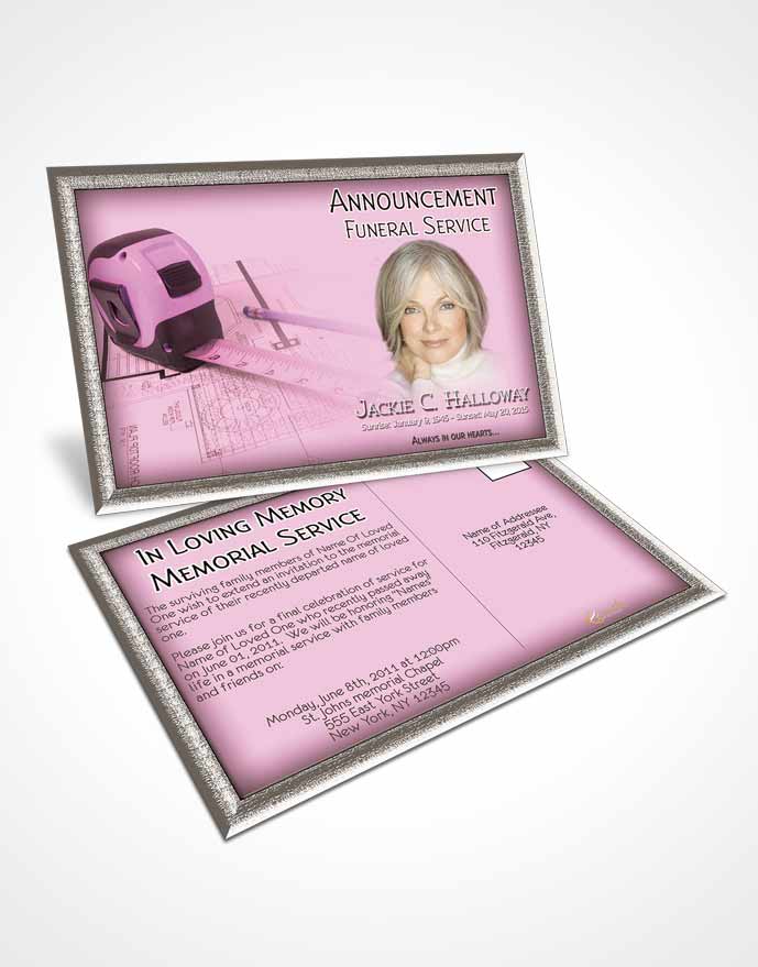 Funeral Announcement Card Template Pink Architect