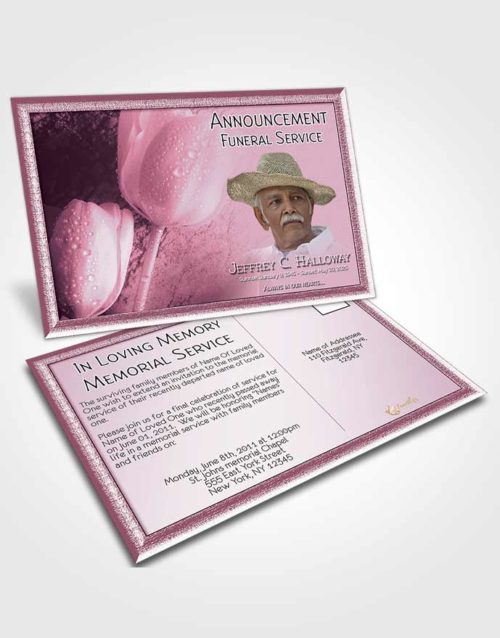 Funeral Announcement Card Template Pink Tulip Garden