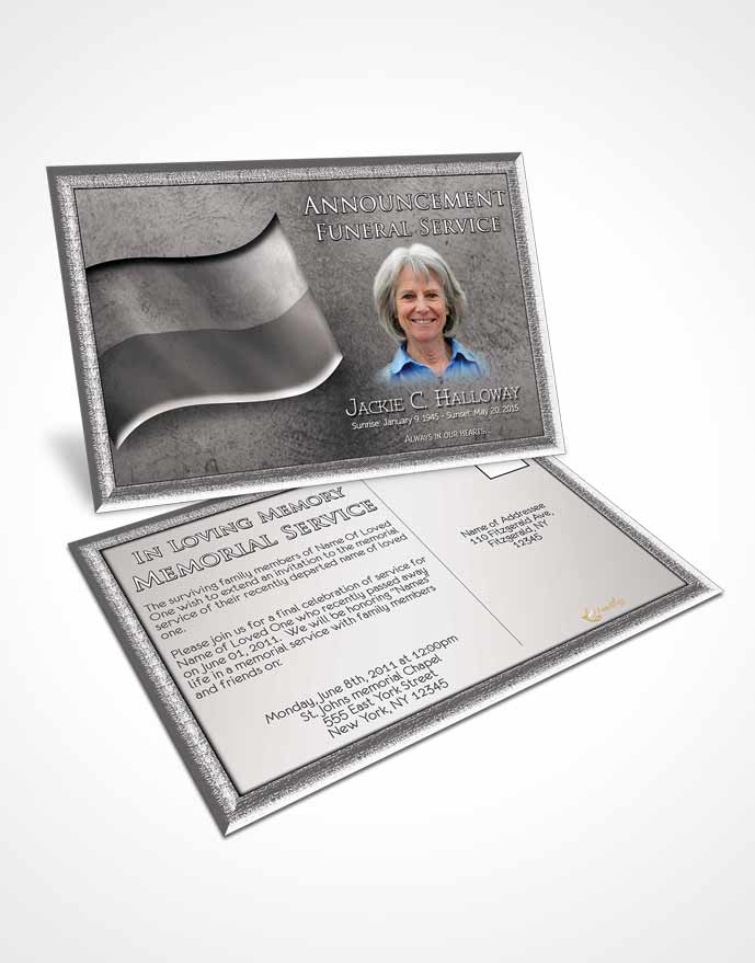 Funeral Announcement Card Template Polish Black and White Serenity