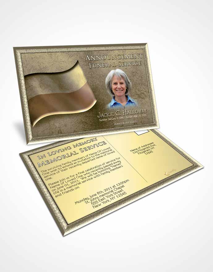 Funeral Announcement Card Template Polish Golden Serenity
