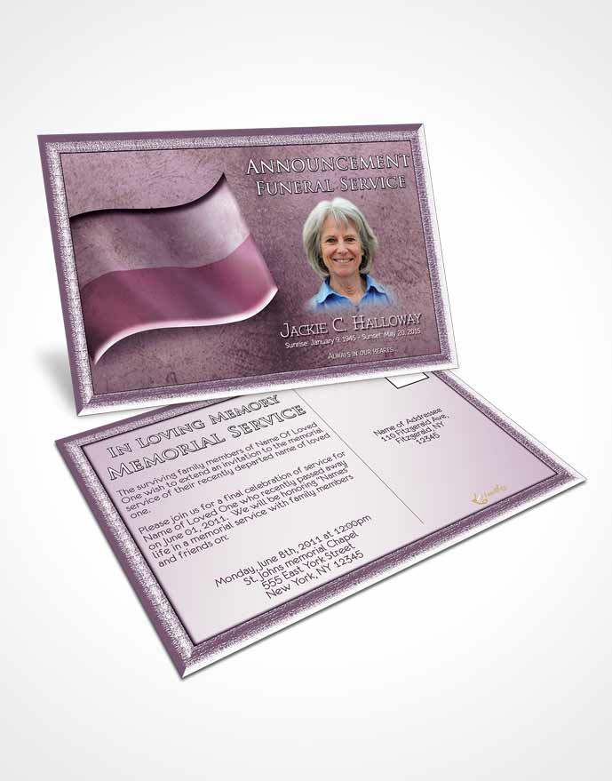 Funeral Announcement Card Template Polish Lavender Serenity