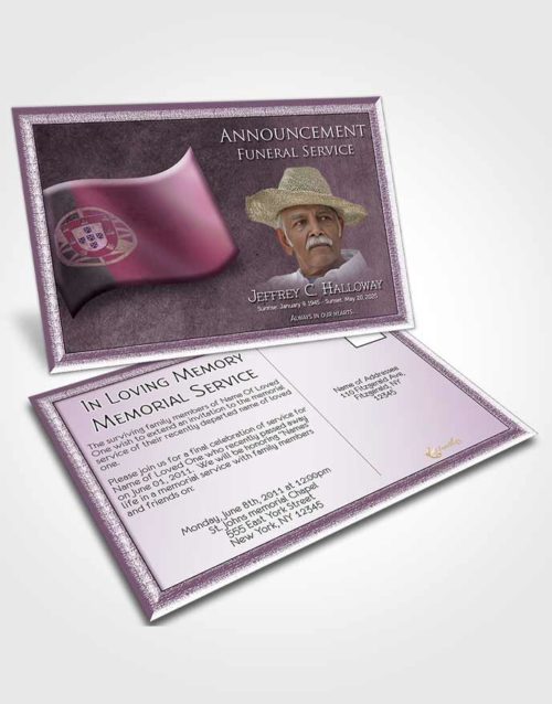 Funeral Announcement Card Template Portuguese Lavender Serenity
