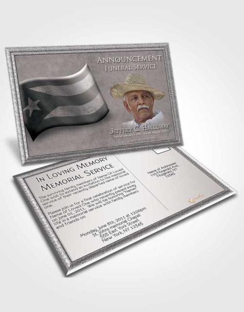 Funeral Announcement Card Template Puerto Rican Black and White Waters