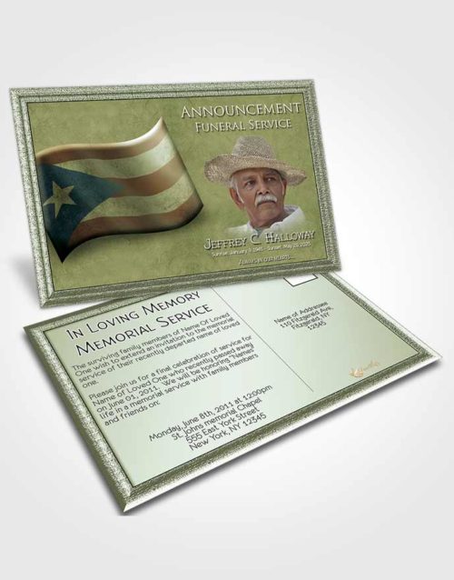 Funeral Announcement Card Template Puerto Rican Emerald Waters