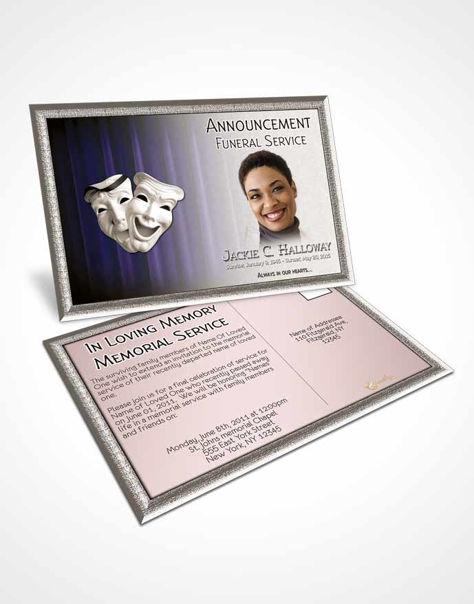 Funeral Announcement Card Template Purple Actor